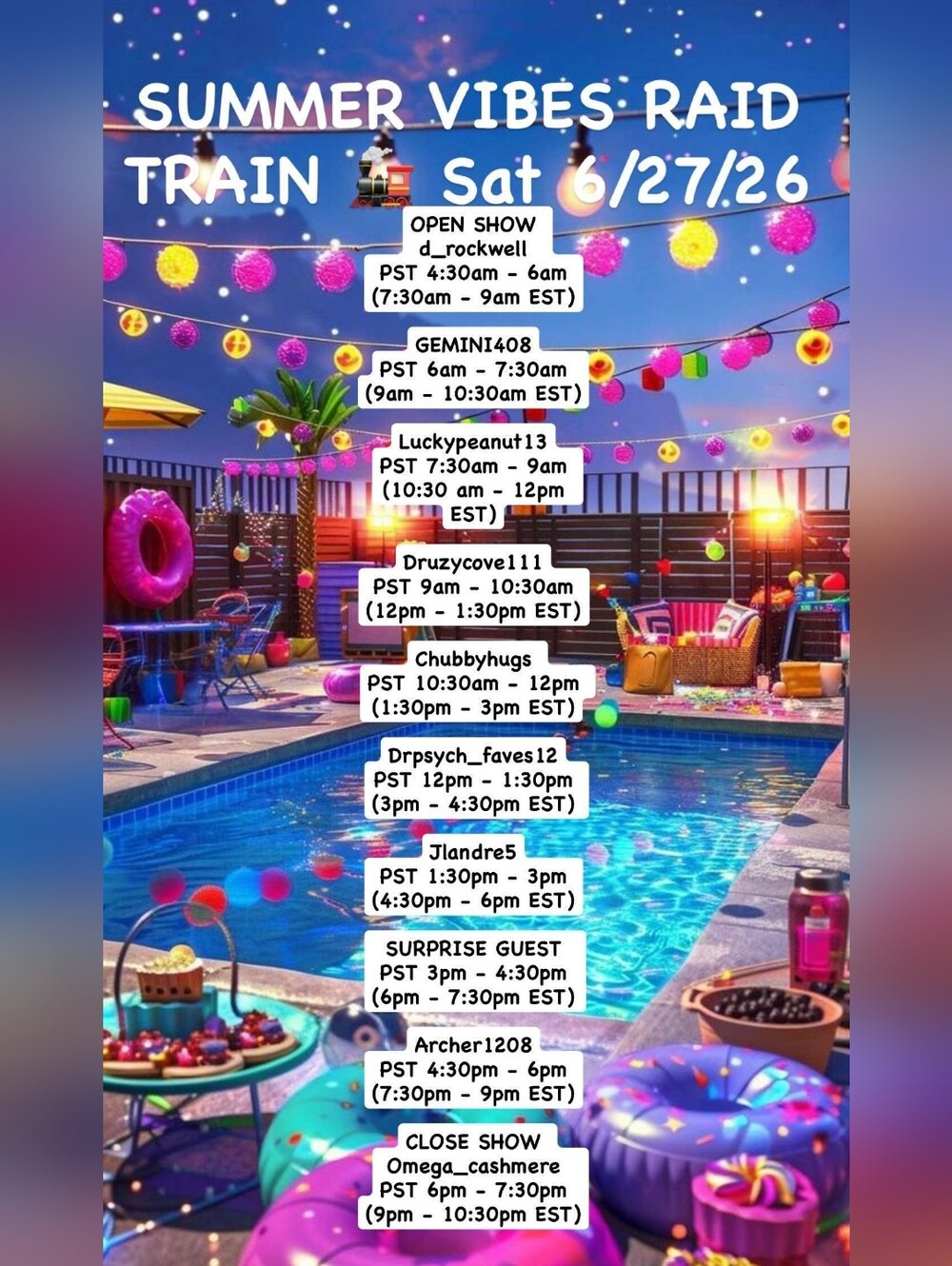 6/27 Summer Vibes Crystal Raid Train